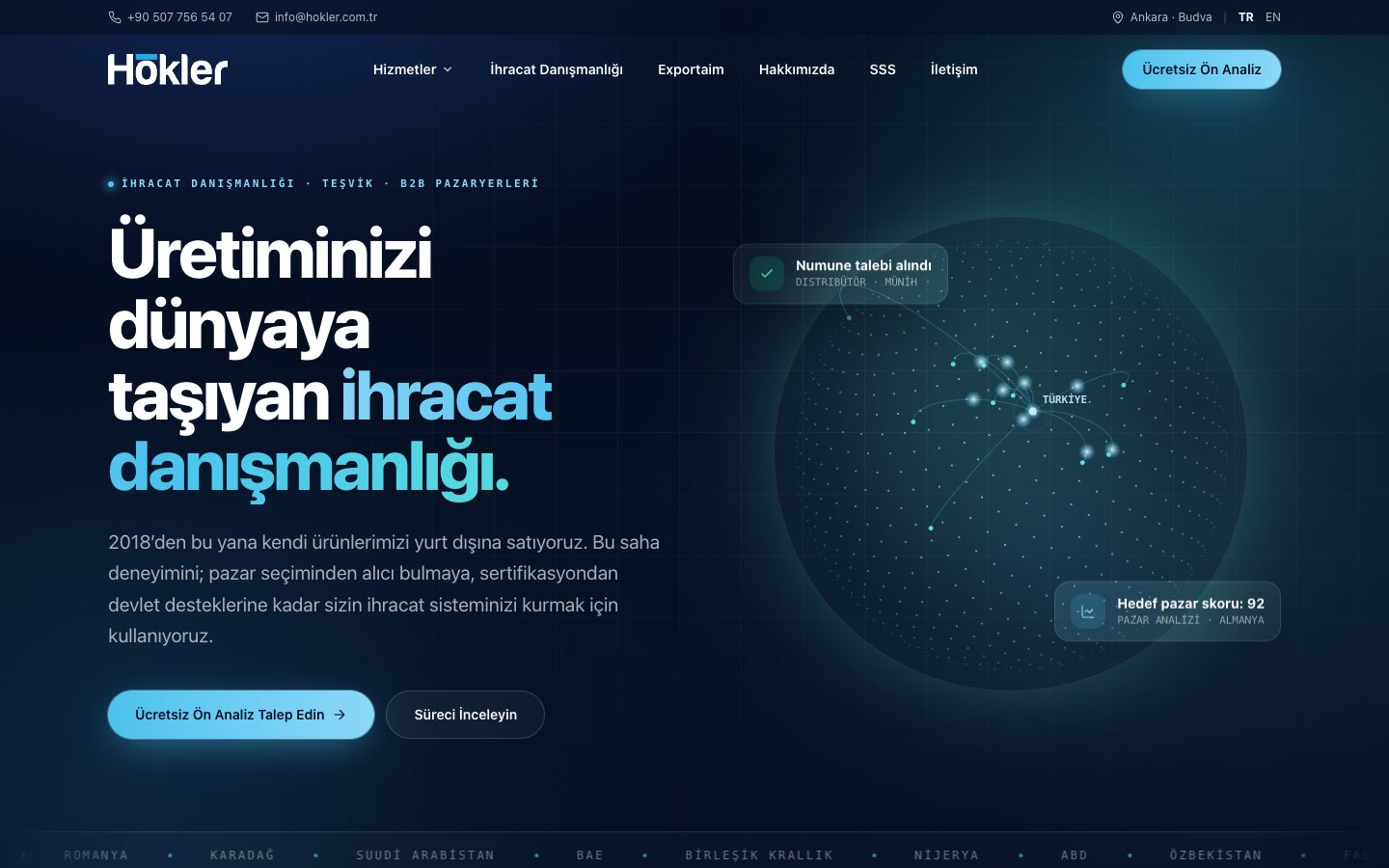 Hökler Danışmanlık web sitesi